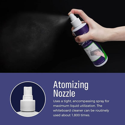 loukin Non-Toxic Whiteboard Cleaner, 8.5 fl oz Dry Erase Board Cleaner, Low-Odor Whiteboard Cleaning Spray with Cloths, Removes Stubborn Marks from Whiteboards, Chalkboard (6-Pack)