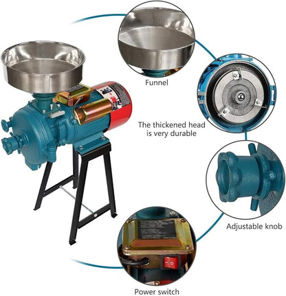 Electric Grain Grinder Mill, 3000W 110V Corn Grinder Mill Electric, Dry Cereals Rice Coffee Wheat Corn Mills with Funnel, Grain grinder mill powder machine