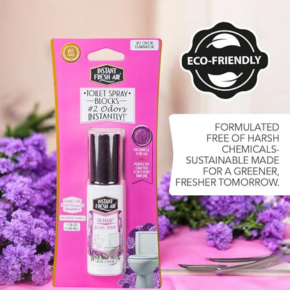 2-Pack: Superior Toilet Spray with Instant Odor Elimination, Lavender Vanilla Fragrance, Odor Eliminator Bathroom Spray, Travel Size, Long-Lasting, Eco-Friendly, 1.35 Oz. - INSTANT FRESH AIR