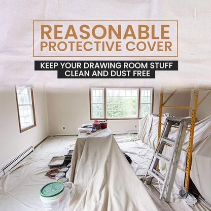 ZUPERIA Canvas Drop Cloth for Painting (Size 9x12 Feet Pack of 4) Pure Cotton Painters Drop Cloth for Painting, Furniture & Floor Protection - All Purpose Thick Canvas tarp with Double Stitched Edges