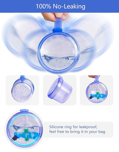 Large Denture case, No-Leak Denture Bath Box Denture Cup, Retainer Cleaning Box, Complete Clean Care for Dentures, Clear Braces, Mouth Guard, Night Guard & Retainers (transparent blue)