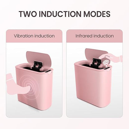 Cesun Motion Sensor Trash Can, 5 Gallon Automatic Bathroom Garbage Can with Lid, Touchless Smart Plastic Slim Wastebasket for Bathroom, Office, rv, Bedroom, Living Room, Pink