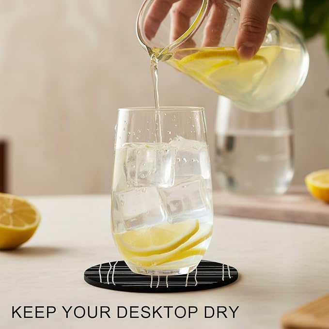 Simple Grid Coasters Set of 6 Absorbent Coasters