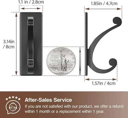 Adhesive Wall Hook for Towel/Coat - Extra Sticky 10LB Stainless, Stick on Hanger for Bath or Shower, Matt Black 8-Pack