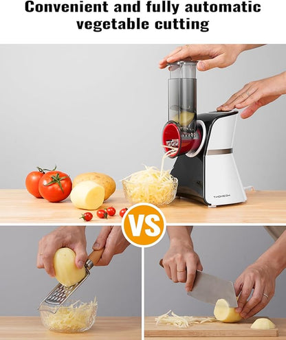 Electric Cheese Grater Salad Shooter,5-In-1 Electric Slicer For Home Kitchen,One-Touch Easy Control,With Safety Push Bar Cheese Grater Electric For Zucchini,Cheese,Vegetables And Smoothie