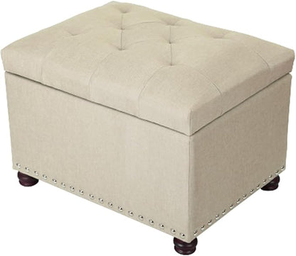Joveco Storage Ottoman Bench Rectangular Fabric Organization Tufted Footrest for Living Room Bedroom, Upholstered Padded Footstool Coffee Table Seat with Lift Top