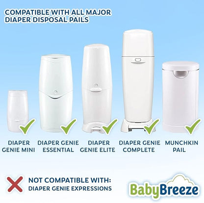 Diaper Pail Refill Bags Compatible with Playtex Diaper Genie- 1960 Count (7 Sets of 1 Pack) – by BabyBreeze