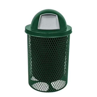 COATEDOUTDOORFURNITURE RDT-GRN Heavy Duty 32 Gallon Round Trash Receptacle, Liner Included, Green with Dome Lid, Made in America
