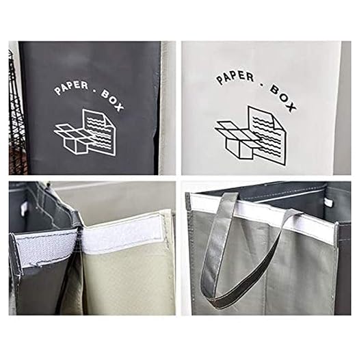 Separate Recycling Waste Bin Bags for Kitchen Home Recycle Garbage Trash Sorting Bins Organizer Waterproof Baskets Compartment Container (Set of 2 Color Pack)