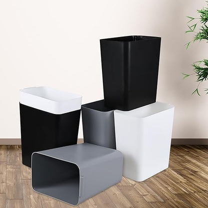 Zopnny 3-Pack 4.5 Gallon Plastic Small Trash Can Wastebasket, Slim Waste Basket for Bathroom, Bedroom, Home Office, Living Room, Kitchen (White)