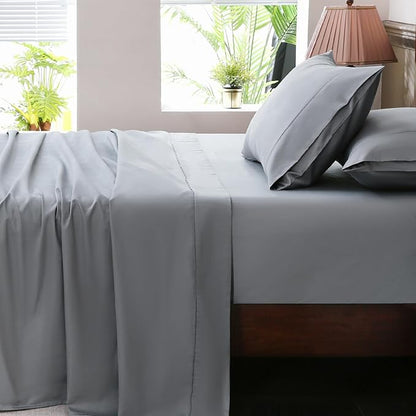 Extra Deep Pocket King Sheets 18-24 Inch 1000 Thread Count 100% Egyptian Cotton Sateen Weave Soft Breathable 4 Pieces（King，Grey）