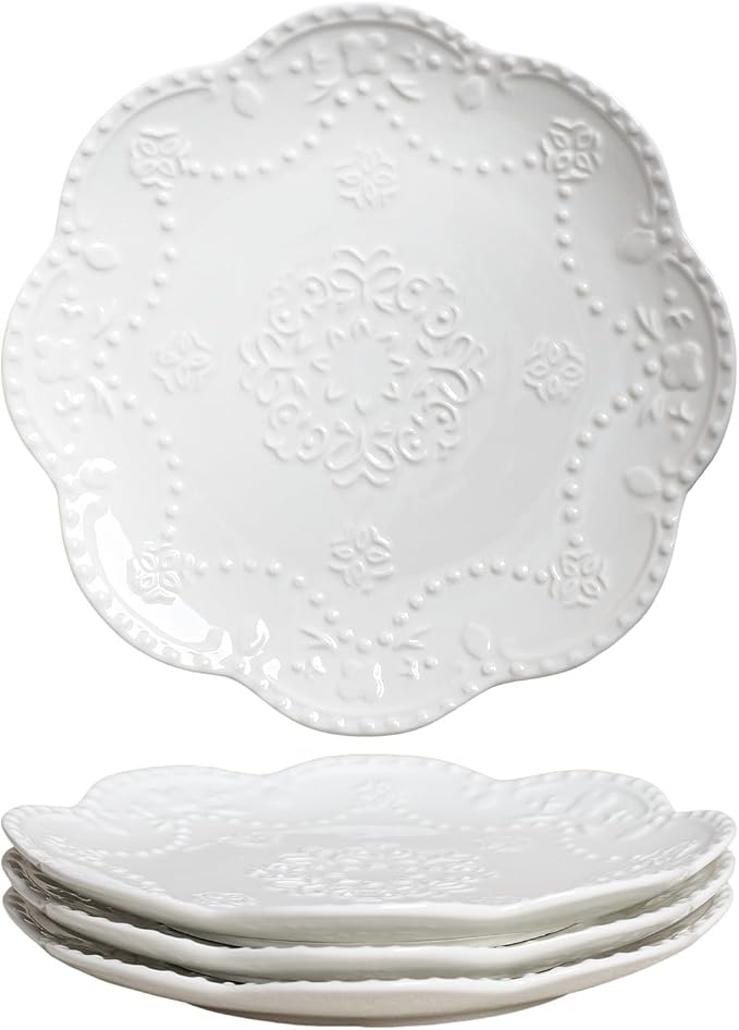 Gaolinci European Palace Series Lace Embossed Ceramic Dinner Plate