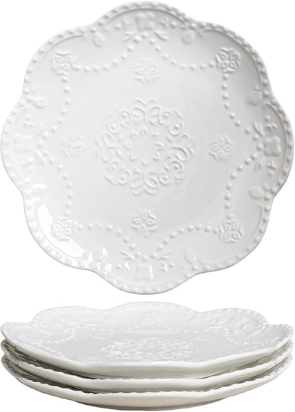 Gaolinci European Palace Series Lace Embossed Ceramic Dinner Plate
