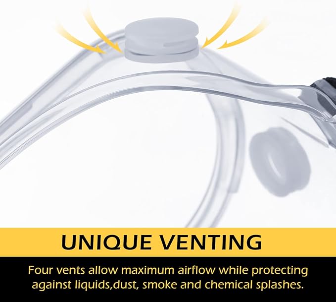 Yunsailing Protective Safety Goggles Lab Over Glasses Clear Anti Fog Eye Protection Goggles for Men Women