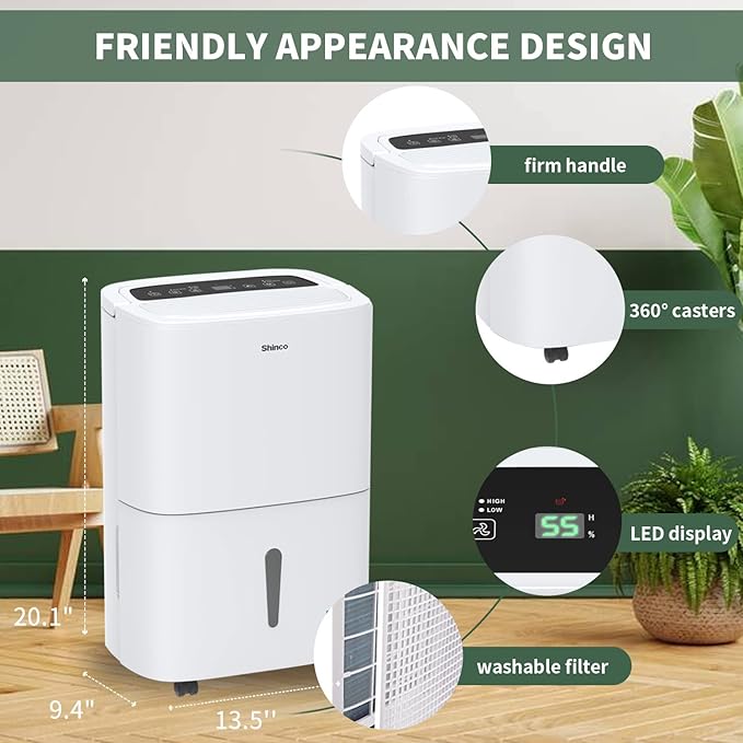 120 Pints Energy Star Dehumidifier with Drain Hose and WIFI for Large Spaces up to 6,000 Sq.Ft, Auto Defrost & Continuous Drainage - Ideal for Home Basements, Bathroom, and Bedroom
