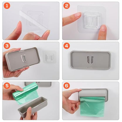 Cabilock 3Pcs Wall-Mounted Trash Bag Storage Box Adhesive Garbage Bag Containers with Easy for Kitchen and Bathroom Organization