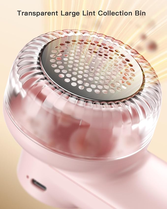 coldSky Rechargeable Fabric Shaver, Lint Shaver with Digital Display, Sweater Shaver with 6-Leaf Blades and Safety Lock, 3-Speeds Defuzzer Remove Fuzz, Pills from Clothes, Furniture, Sofa, Pink