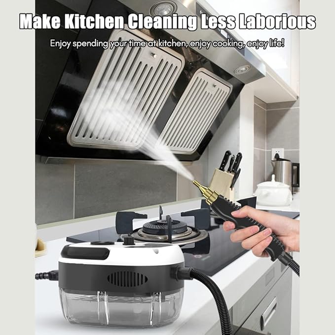 Decdeal Steam Cleaner - 2500W High Temperature Pressurized Handheld Steam Cleaning Machine with Brush Heads and Gloves, for Car Floors Kitchen Furniture Bathroom Windows