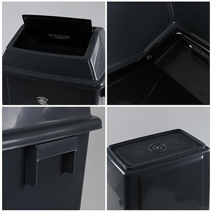 18 Gallon Plastic Trash Can with Swing Lid, 4-Pack Large Kitchen Swing-Top Garbage Can, Grey