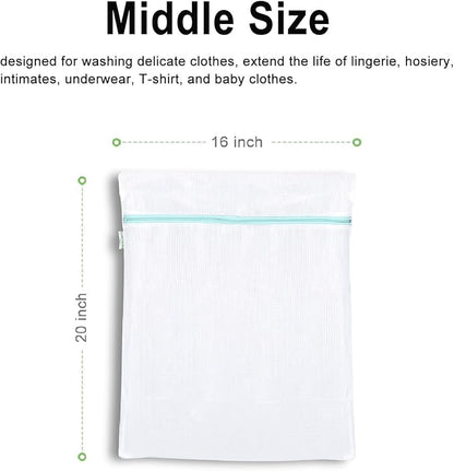 OTraki Mesh Washing Bags for Laundry 2 Pack 16 x 20 Inch Medium Mesh Bag Laundry Washer Delicates Lingerie Wash Machine Net Zipper Bag Heavy Duty Home Dorm Hotel Travel Storage Organizer, White