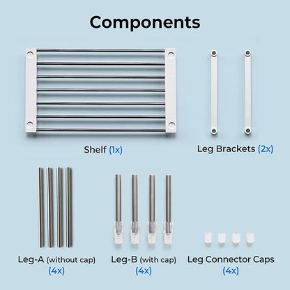 carrotez Expandable Cabinet Organizer, Set of 1 Width & Height-Adjustable Kitchen Cabinet Organizer Shelf, Stackable Kitchen Counter Shelf, 11.8~19.6 x 7.8 x 5.9~9" White
