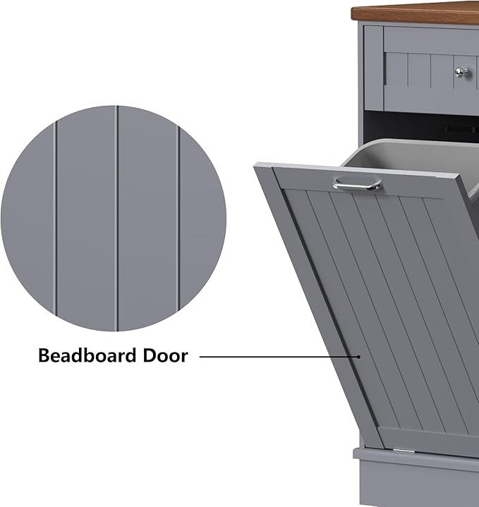 Betterhood Tilt Out Trash Cabinet 10 Gallon Wooden Free Standing Laundry Sorter Cabine,Recycling Cabine with Hideaway Drawer,Tilt Out Trash Cabinet Can Bin Kitchen