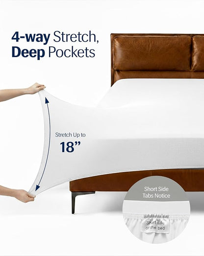 REST® Evercool®+ Starter Sheet Set, Twin Size, White, Breathable Bed Sheets for Hot Sleeper and Night Sweats, with Pillowcases, Ionic+ Self-Cleaning Silver Yarn for Sensitive Skin, 3PCS No Flat Sheet