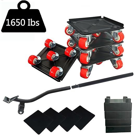Furniture-Dolly-Furniture-Movers with-5-Wheels, Furniture Sliders Lifters Tool Set for Moving Heavy Duty, Furniture Dollies, Max Capacity 1650Ib Red