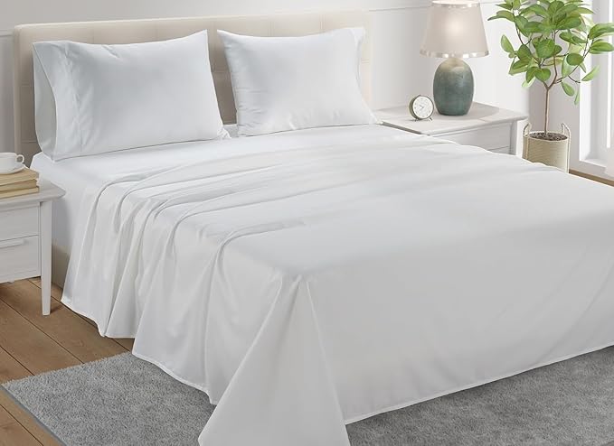 100% Egyptian Cotton Sheets King Size Sheets Set with Fully Elasticated Fitted Sheet & Pillowcase sets, 800 TC Hotel Collection Deep Pocket King Sheet Set, No Pill Soft Breathable Luxury White Bedding