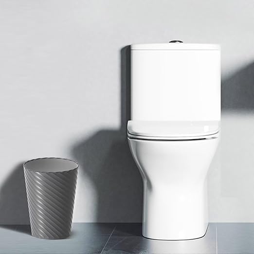 Bathroom Trash Can, 3 Pack 1.8 Gallons Small Trash Can with Trash Bags, Bathroom Garbage Can, Plastic Trash Bin, Round Waste Basket for Bath，Bedroom, Office, Kitchen, Room, Compact Space (Grey)