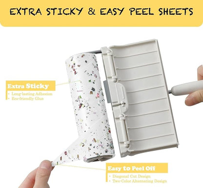 Large Surface Lint Roller Extra Sticky Refills, Total 240 Easy Tear Sheets, Insert Tube Measures 1.5" and Fits Most Supersize 6.3'' Wider Lint Roller, Works Great On Pet Hair(Pack of 4)