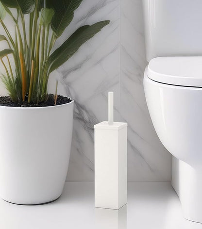 Gatco 1488W Elegant Square Toilet Brush Holder, Matte White
