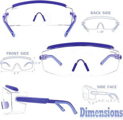 UKNOW Safety Goggles Over Glasses, Safety Glasses Anti Fog Wraparound Eye Protection, Protective Eyewear ANSI Z87.1