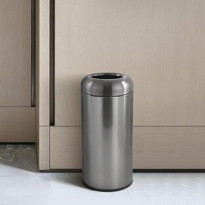 Dyna-Living Stainless Steel Trash Can Outdoor Large Garbage Can with Lid Open Top Trash Bin Commercial Big Kitchen Garbage Bin Industrial Metal Trash Enclosure (Black)