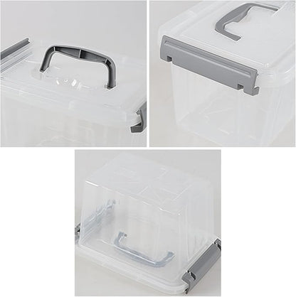 3 L Small Clear Storage Latch Box, 6 Pack Plastic Stackable Organizer Containers with Lids
