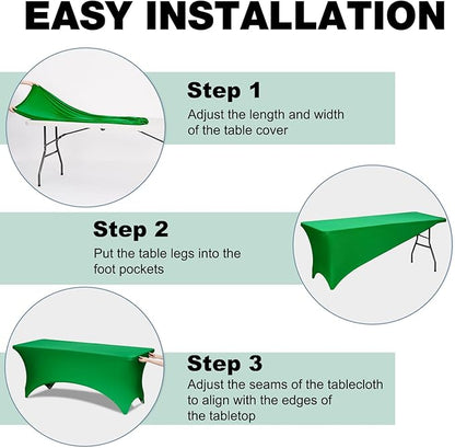 Trlyc 2 Pack 4FT Spandex Table Cloth - 48 x 30 Inch Rectangular Stretch Tablecloth, Wrinkle Resistant Scretch Table Cover for Wedding, Party, Banquet, Picnic, Outdoor Decoration (2Pcs,Green)