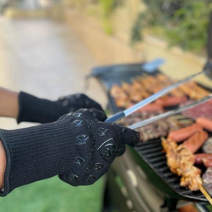Grill Armor Oven Gloves 932°F Extreme Heat & Cut Resistant Oven Mitts with Fingers for BBQ, Cooking, Grilling, Baking – Accessory for Smoker, Cast Iron, Fire Pit, Camping, Fireplace, Griddle & More