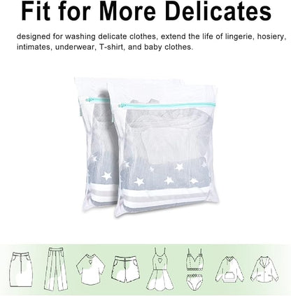 OTraki Mesh Washing Bags for Laundry 2 Pack 16 x 20 Inch Medium Mesh Bag Laundry Washer Delicates Lingerie Wash Machine Net Zipper Bag Heavy Duty Home Dorm Hotel Travel Storage Organizer, White
