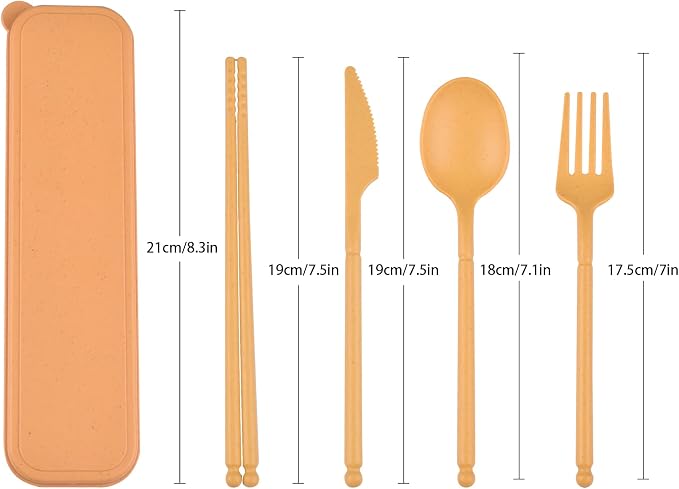 Travel Utensils with Case, Camping Reusable Utensils Set with Case | Plastic