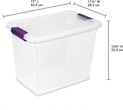Sterilite 24-Pack 27 Quart ClearView Latch Box, Stackable Organizer Bins with Latching Lids - Clear Plastic Organization Containers for Closet, Bedroom, Shelving Units and Everyday Home Storage