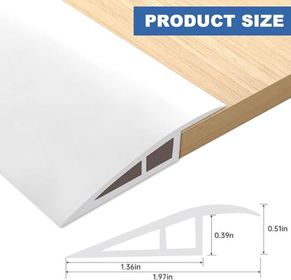 Vinyl Door Threshold Flooring Transition Strip Self Adhesive Carpet Edging Strip for Laminate Doorway Edge Threshold from 1/5" to 2/5" (White, 3.3 Ft)