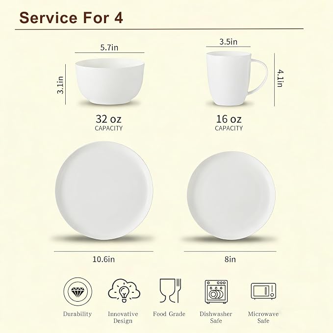 16 Piece Bone China Dinnerware Sets