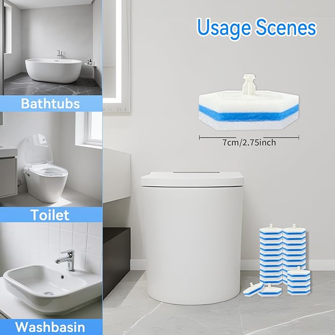 Aimery 100 Counts Blue Disposable Toilet Bowl Cleaning Wand Refills Compatible With Clorox(100,Blue)