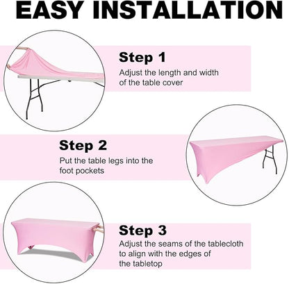 Trlyc 1 Pack 6FT Spandex Table Cloth - 72 x 30 Inch Rectangular Stretch Tablecloth, Wrinkle Resistant Scretch Table Cover for Wedding, Party, Banquet, Picnic, Outdoor Decoration (1Pcs,Pink)