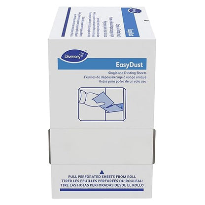 Diversey 9292466 EasyDust Single-use Dusting Sheets, Disposable Multisurface Cleaning Wipes for Floors, Dust Wipes Trap Dirt, Unscented 5x6-inch Sheets, 250-Sheets, 1-Box