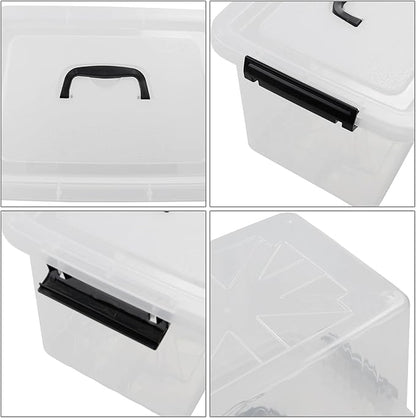 Zopnny 12 Quart Storage Latch Bins with Handles, Plastic Clear Storage Box with Lid, 6 Pack