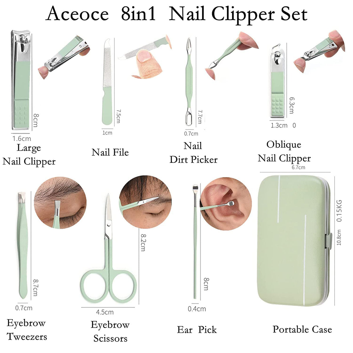 Aceoce Manicure Set Business Gifts Handheld Sized, Nail Clippers Set Tools Luxurious Manicure Set Professional Stainless Steel Nail Clippers with Travel Case for Men Women Teens Parents Colleagues