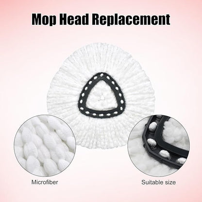 Spin Mop Heads Replacements for O Ceda EasyWring 1-Tank System, 4-Section Stainless Steel Mop Handle, 2 Microfiber Mop Head Refills, 1 Base and 1 Scrub Brush Combo Set for Floor Cleaning