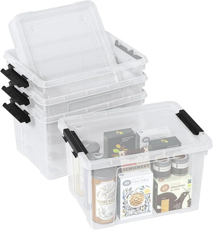 4-Pack Plastic Storage Bins with Lid, Latching Stackable Utility Tote, 35 Quart, Clear