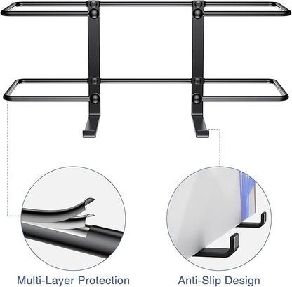 2 Pack Glove Box Dispenser Wall Mount (10.4 * 3.5in): Black Glove Holder Organizer for Disposable & Tissue Box - Organizer on Wall in Lab, Kitchen, Bathroom, Garage